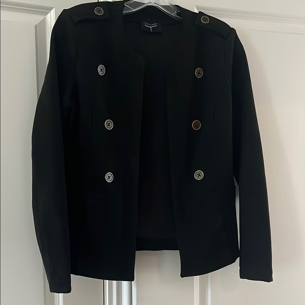 Faux Suede Black Blazer with Tailored Fit and Notched Lapels